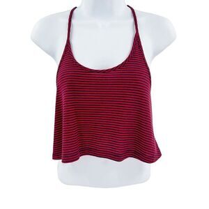 Urban Outfitters Cropped Tank Top Striped Racerback Red Blue Small
